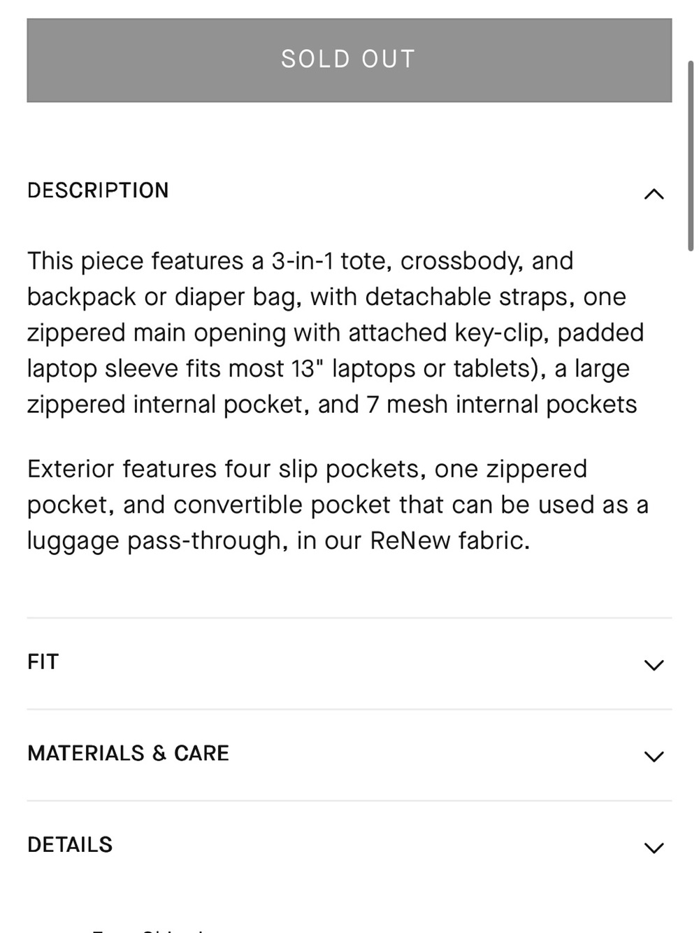 Everlane ReNew Transit 3-Way Tote in Black - Like New - Picture 2 of 8